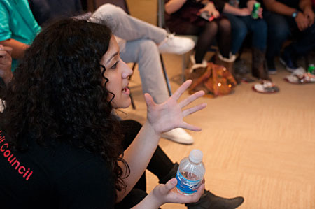 Tina El Gamal expresses her opinion during the artistic discussion