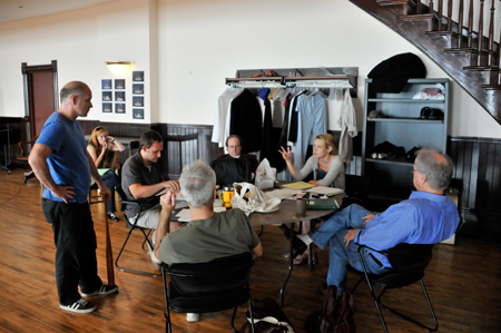 Ensemble members Eric Simonson, Alan Wilder, Kate Arrington and Francis Guinan with Coburn Goss and Larry Yando